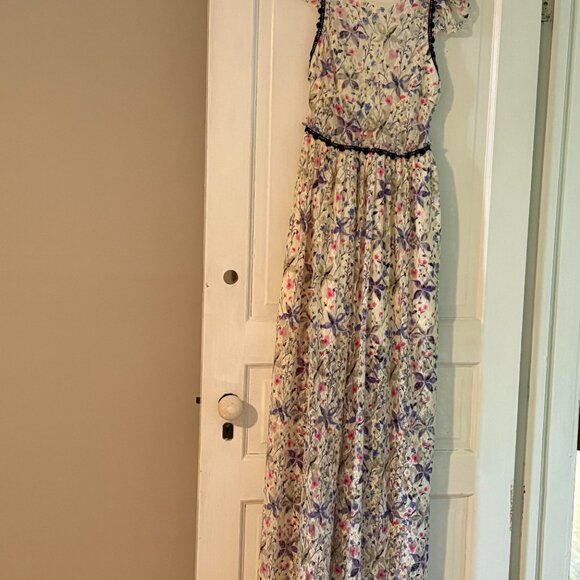 Free People Maxi Dress Women Size 0 Cherry Blossom Open Back Spring Garden - Picture 4 of 8